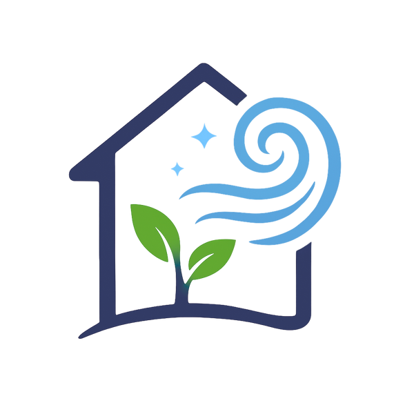 Fresh Start Air Purifier logo - house with sprout and fresh air swirl